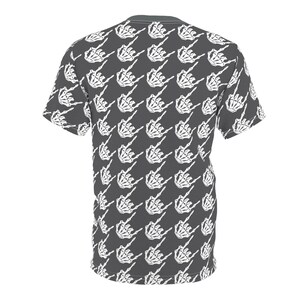 Skeleton rock hands houndstooth t-shirt, Men's rock hands t-shirt, Women's rock hand t-shirt, Halloween skeleton rock hands print t-shirt image 4