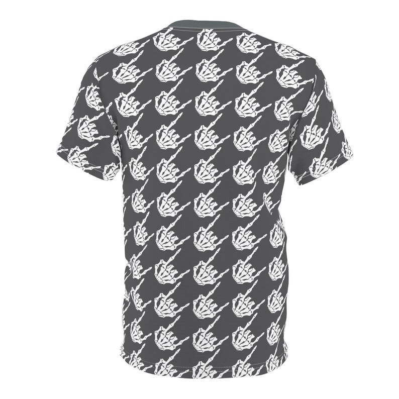 Skeleton rock hands houndstooth t-shirt, Men's rock hands t-shirt, Women's rock hand t-shirt, Halloween skeleton rock hands print t-shirt image 4