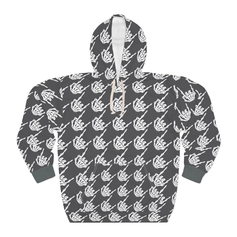 Rock hands houndstooth print Adult Hoodie, Men's skeleton hands hoodie, Women's skeleton hands hoodie, Halloween hoodie, skeleton sweater image 4