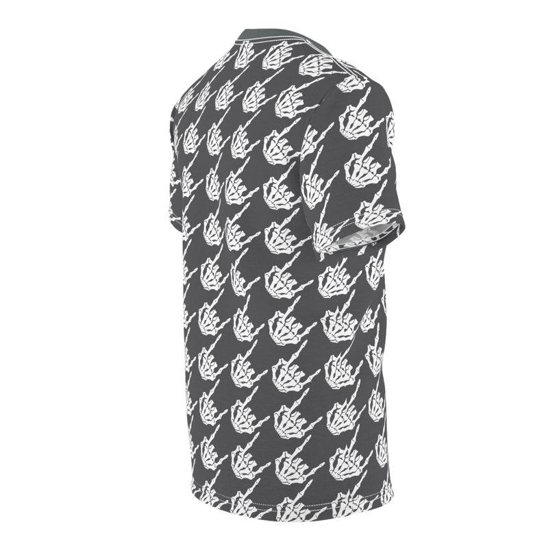 Skeleton rock hands houndstooth t-shirt, Men's rock hands t-shirt, Women's rock hand t-shirt, Halloween skeleton rock hands print t-shirt image 6