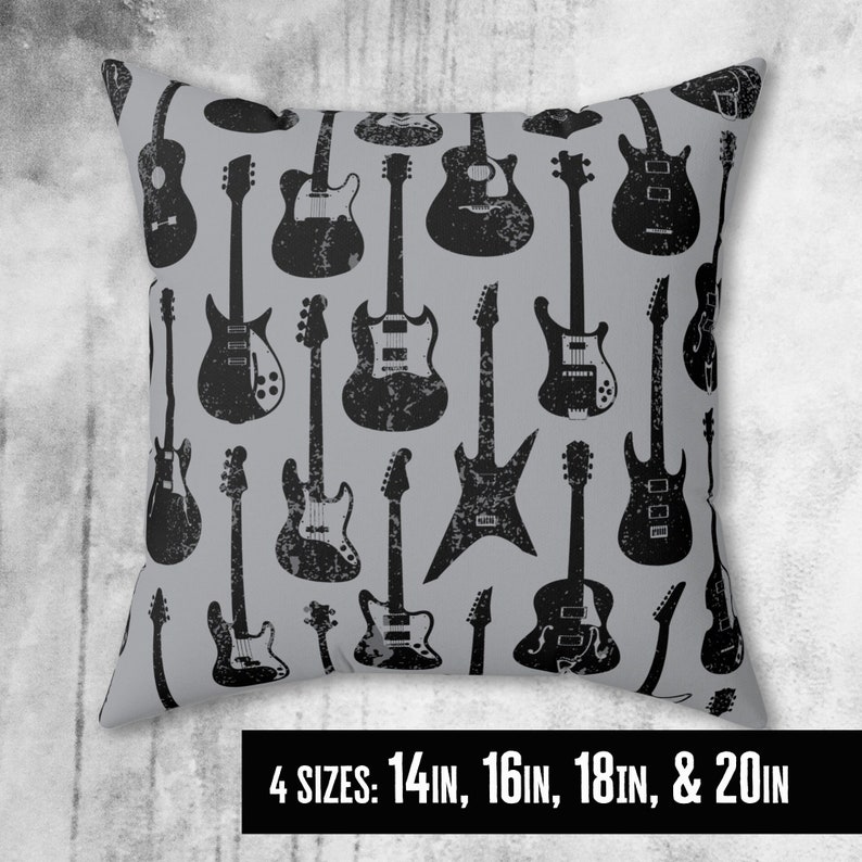Guitar Couch Pillow, Musician Pillow, Guitarist Gift, Bassist Gift