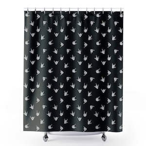 Skeleton hands tossed print Shower Curtains, Rock and roll Curtain, Edgy grunge shower curtain, manly, skeleton hand, goth vibes, bones