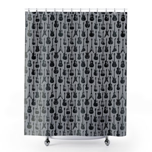 Guitars Shower Curtains, Music Curtain, Edgy grunge shower curtain, manly shower curtain, musician shower curtain, teen shower curtain