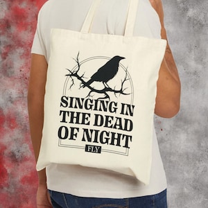 Blackbird Singing in the dead of night Cotton Canvas Tote Bag, Beatles lyric tote bag, Beatles fan gift, Music lover gift, concert bag