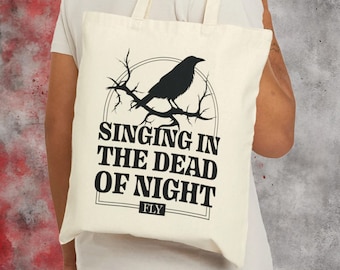 Blackbird Singing in the dead of night Cotton Canvas Tote Bag, Beatles lyric tote bag, Beatles fan gift, Music lover gift, concert bag