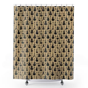 Guitars Shower Curtains, Music Curtain, Edgy grunge shower curtain, manly shower curtain, musician shower curtain, teen shower curtain