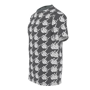 Skeleton rock hands houndstooth t-shirt, Men's rock hands t-shirt, Women's rock hand t-shirt, Halloween skeleton rock hands print t-shirt image 5