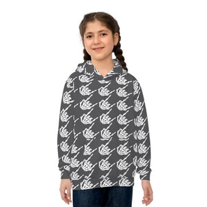 Kids rock and roll skeleton hands houndstooth hoodie, kids Halloween sweatshirt, Kids skeleton hands, boys sweatshirt, girls sweatshirt image 4