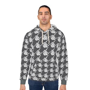 Rock hands houndstooth print Adult Hoodie, Men's skeleton hands hoodie, Women's skeleton hands hoodie, Halloween hoodie, skeleton sweater image 2