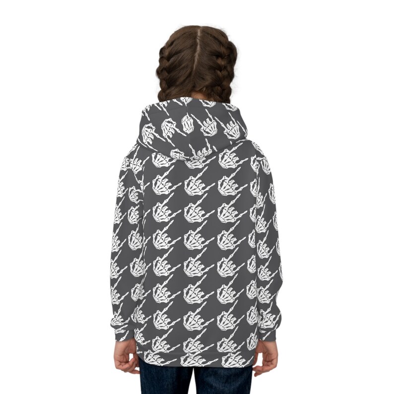 Kids rock and roll skeleton hands houndstooth hoodie, kids Halloween sweatshirt, Kids skeleton hands, boys sweatshirt, girls sweatshirt image 5