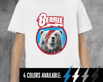 Bearie Stardust Parody Kids' Rock and Roll T-Shirt, Bowie parody tshirt, funny music tshirt kids, gift for boys, gift for girls, rock tshirt