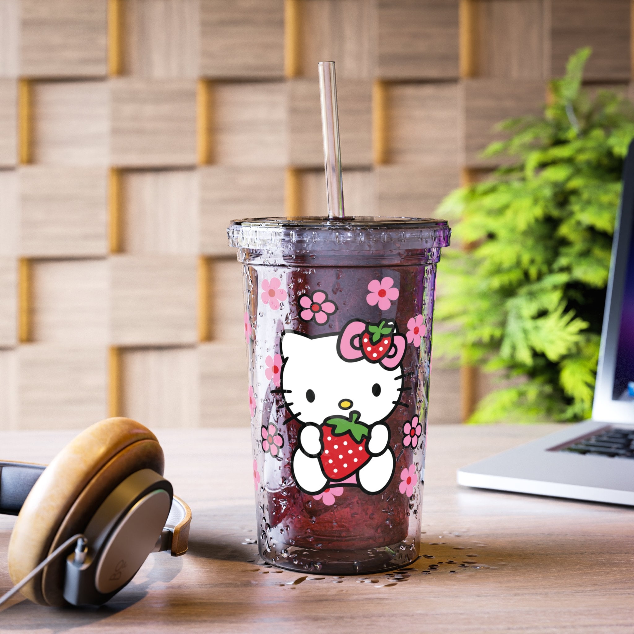 Sanrio Characters Stainless Steel Straw Cup 20oz Cartoon Hello Kitty K