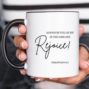 Rejoice Christian keramische koffiemok, 11oz - geloofsgevulde christelijke koffiemok - inspirerende religieuze keramische beker