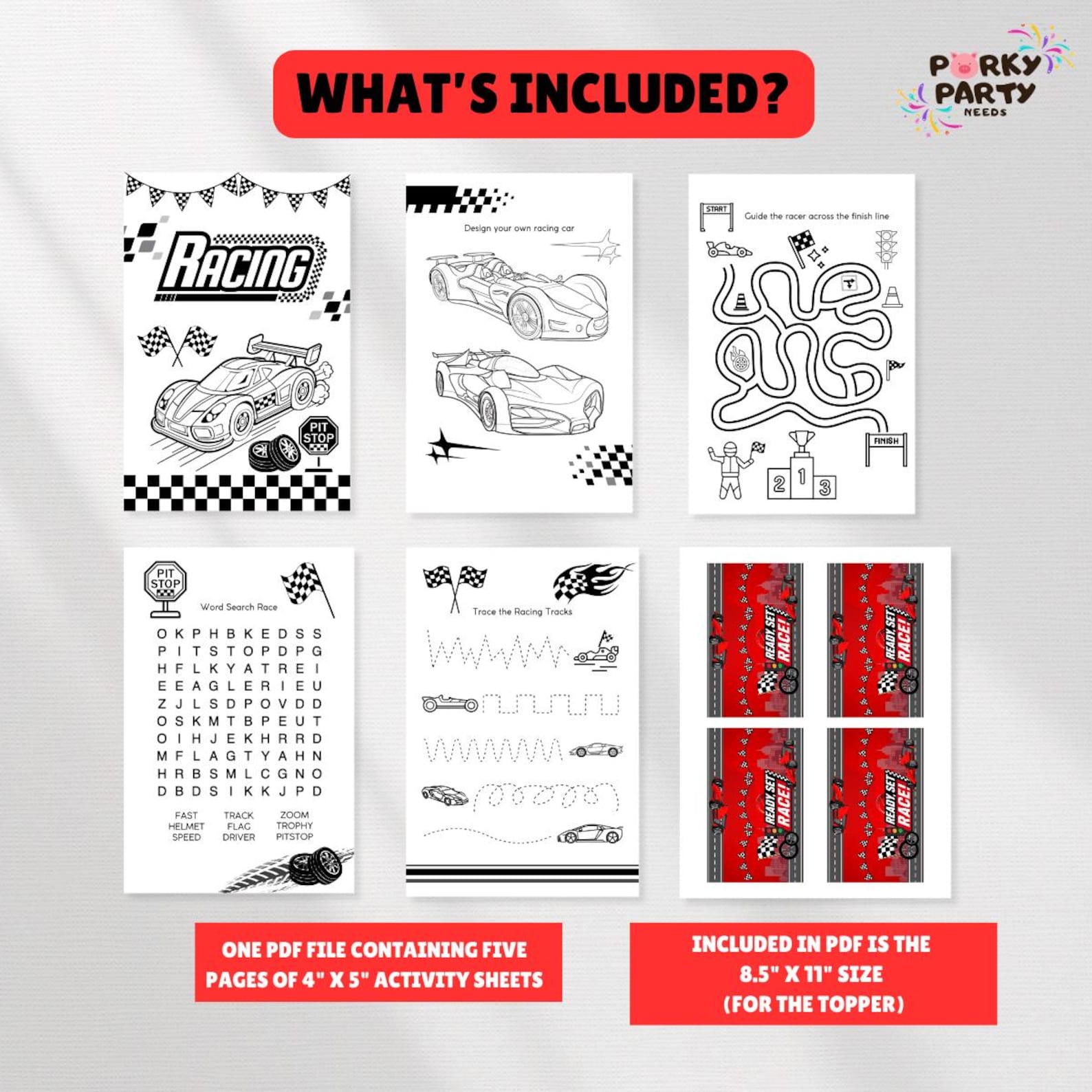 Kids Racing Worksheet Racing Activity Sheets for Kids, Printable, Coloring Pages - Instant ...
