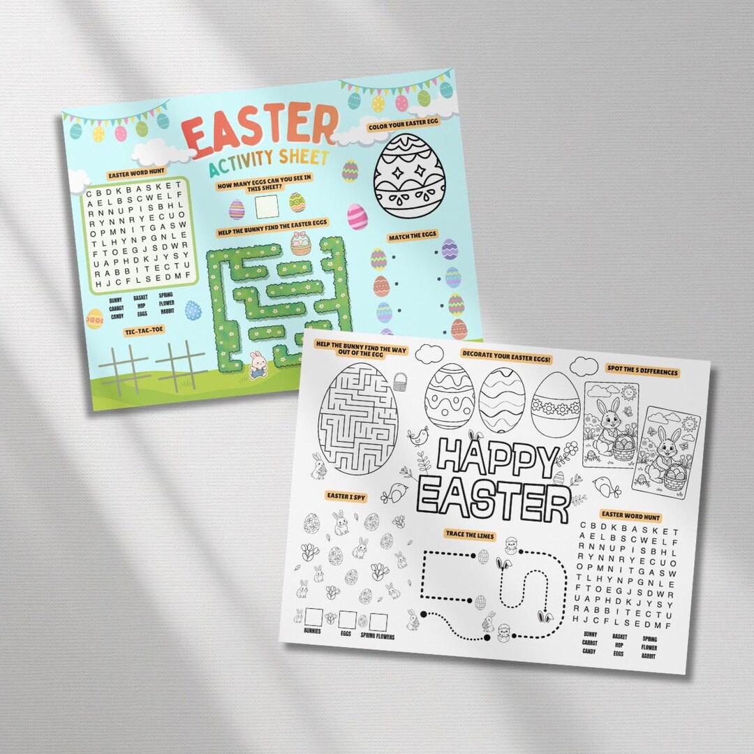 Easter Activity Placemat for Kids, Printable Games & Coloring Pages ...