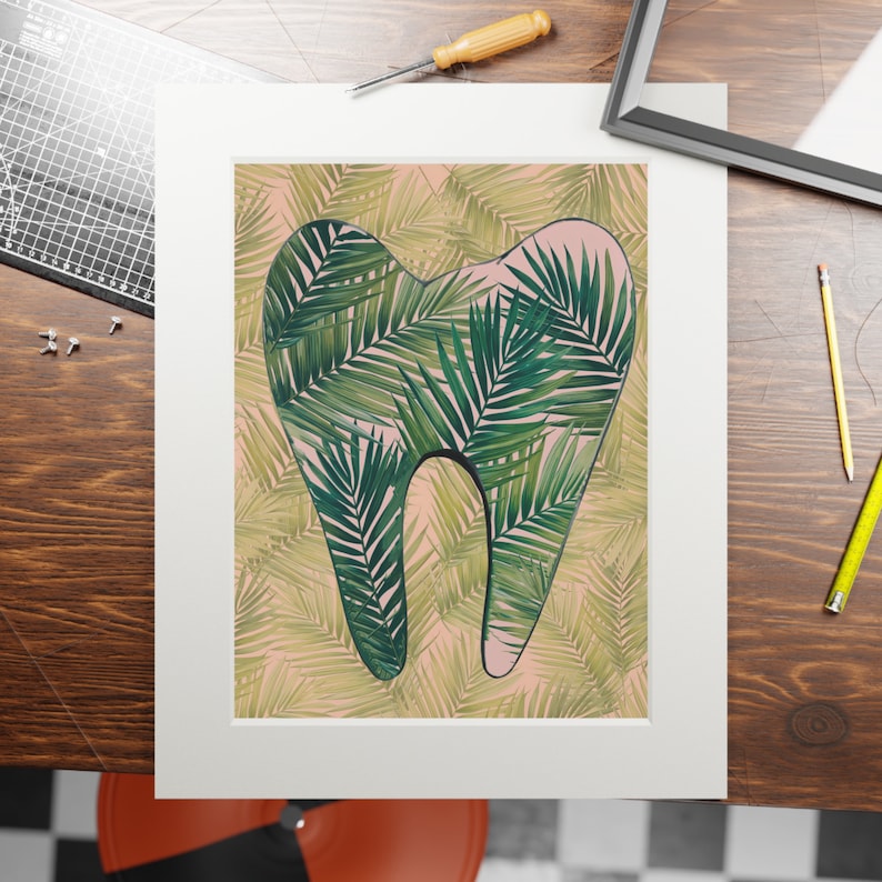 Tropical Dental Office Art Print, Palm Tree Dental Art Download, Palm ...