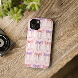 iPhone 16 Pro Max, iPhone 15, Pink Dental iPhone Case, Dental Phone Case, Tooth iPhone Case, Dentist Phone Case, Dental Hygienist Phone Case