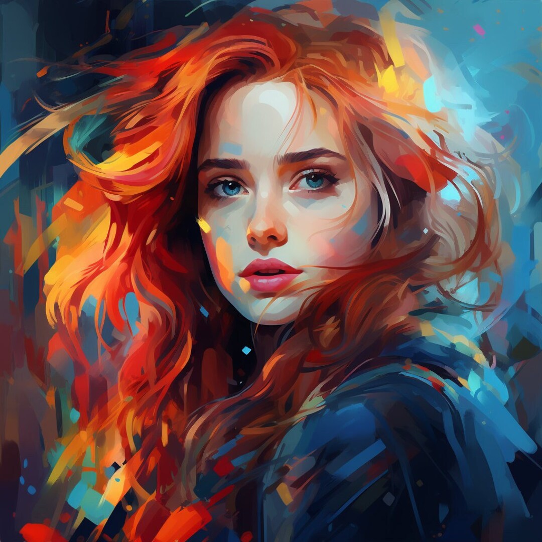 AI Digital Art Download Printable Women Colorful Etsy