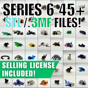 シリーズ 6 関節式愛らしい動物パック! | 3D プリント用の .3MF/.STL ファイル 45 種類以上!