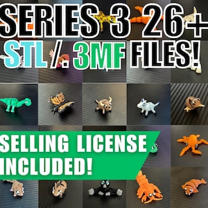 シリーズ 3 関節式かわいい動物パック! | 3D 印刷用の 26 個以上の .3MF/.STL ファイル!