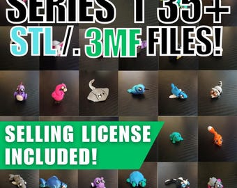 Articulated 3D Animal Models: Series 1, 35+ .STL/.3MF Files