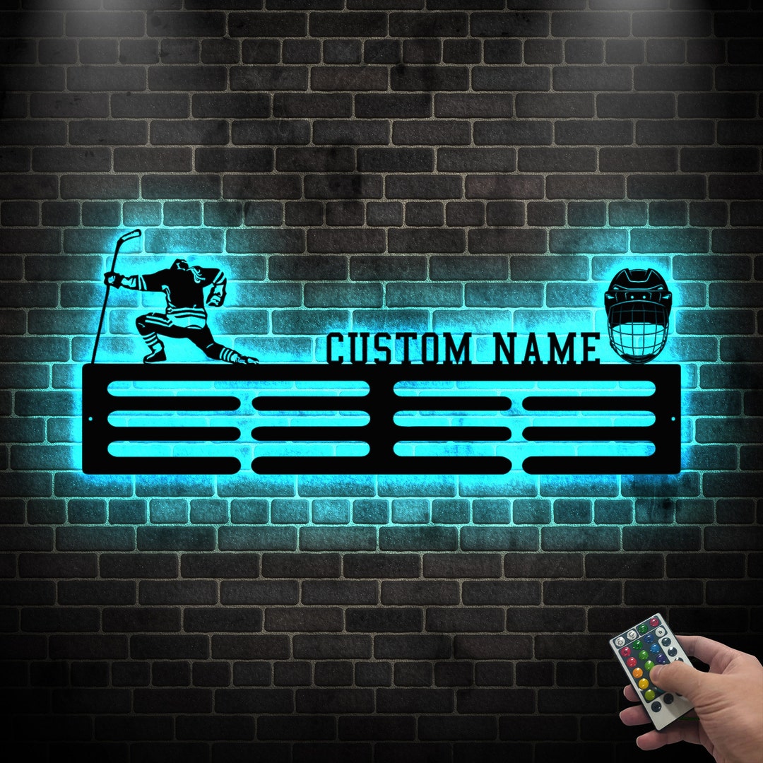 Custom Name Hockey Medal Hanger With Led Light Medal Holder Etsy UK