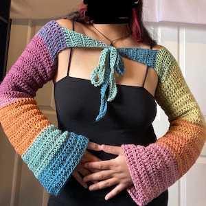 Custom Crochet Shrug, Front Tie Crochet Bolero Sleeves