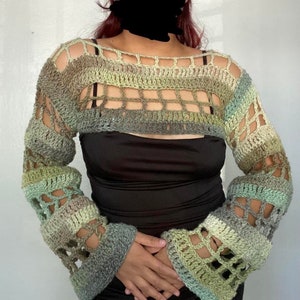 Custom Crochet Shrug, Striped Crochet Bolero Sleeves