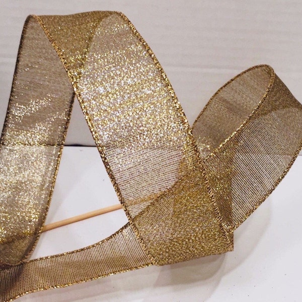 5 yards of 1.5” wired ribbon in sheer gold, bows, wreaths, decor, hair bows, Barbie Christmas,Candyland