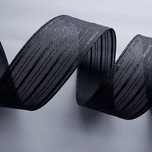 Fita preta com glitter: borda aramada, 6,35 cm de largura
