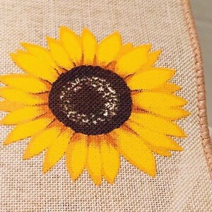 Bellissimo nastro cablato in tela finta naturale da 2,5 pollici con girasoli - 5 metri ottimo per fiocchi, ghirlande, decorazioni, confezioni regalo, fattoria