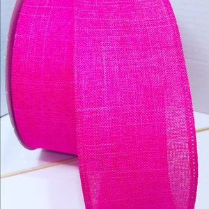 5 Yards von 2,5 Zoll Wired Hot Pink Faux Burlap Band - Bögen, Kränze, Dekorieren, Haarschleifen, Geschenkverpackung Frühling Sommer Barbie inspiriert