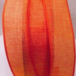 Beau ruban imitation toile de jute orange avec armatures de 1,5 pouce - 5 yards Idéal pour les noeuds, les couronnes, la décoration, les noeuds à cheveux, l'automne, Halloween, l'automne, Pâques