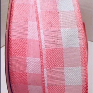 Prachtig 1,5 inch bedraad geruit lint in roze en wit - 5 werven, perfect voor strikken, kransen, decoreren en inpakken! Lente, zomer, strand