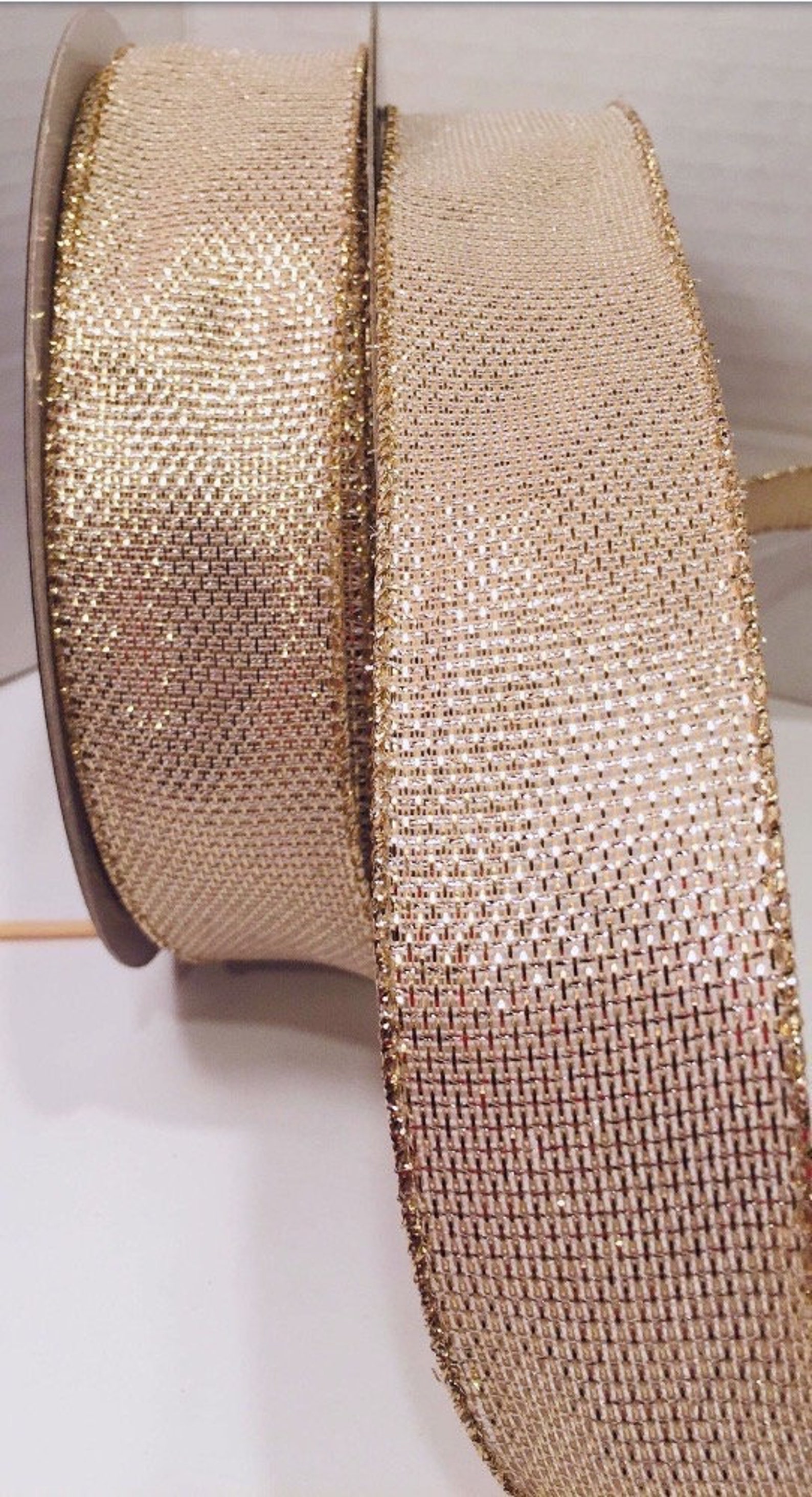 Wow Ribbon 5 Yards of Beautiful 1.5” Wired Ribbon in Gold Metallic, for Bows ...