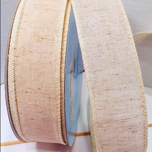 Beau ruban imitation toile de jute câblé de 1,5 pouce en ivoire/crème - 5 mètres parfait pour les noeuds, les couronnes, la décoration, les noeuds à cheveux Farmhouse Country