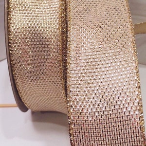 5 yardas de hermosa cinta con alambre de 1,5" en dorado metálico, para moños, coronas, decoración, moños para el cabello y envoltura de regalos.