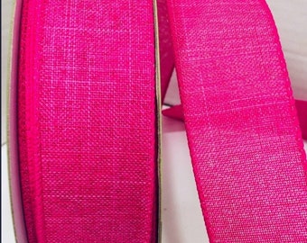 Nastro in tela rosa acceso con filo metallico: 3,8 cm
