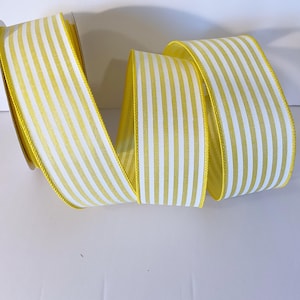 2.5” Yellow & White Stripes Wired Ribbon
