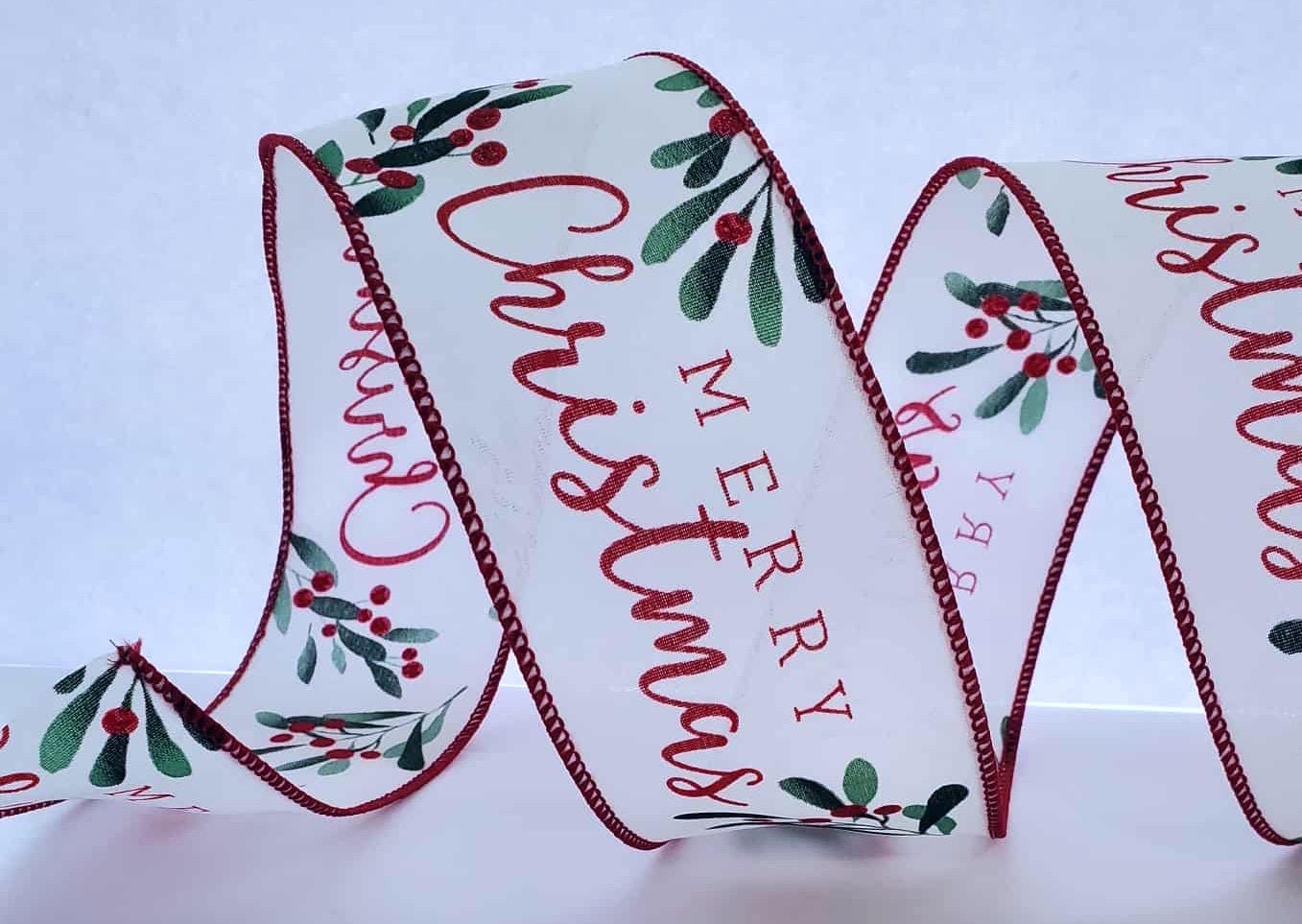 Wired Edge Merry Christmas Ribbon - 2.5 Inch Holiday Decor - Etsy