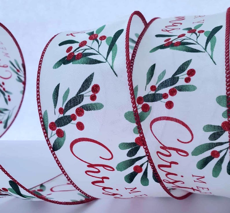 Wired Edge Merry Christmas Ribbon - 2.5 Inch Holiday Decor - Etsy