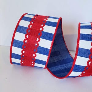 Red, White, and Blue Wired Ribbon: 2.5" Wide, 5 Yards