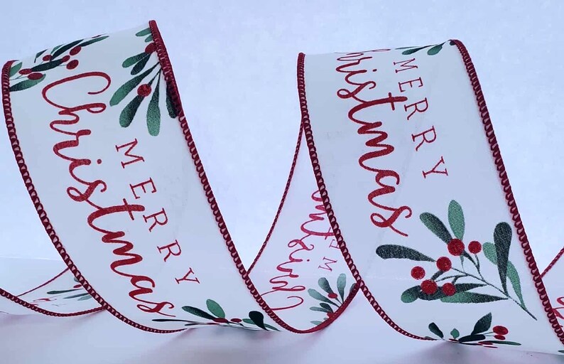 Wired Edge Merry Christmas Ribbon - 2.5 Inch Holiday Decor - Etsy
