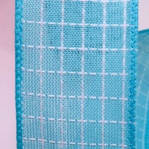 Prachtig 1,5 inch bedraad gestikt lint in aqua en wit - 5 werven voor strikken, kransen, decoratie, haarelastiekjes, zomer, lente, oceaan, strand