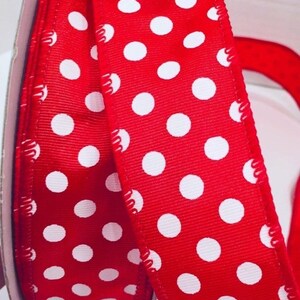 Bellissimo nastro cablato da 1,5 pollici in rosso con pois bianchi - 5 metri per fiocchi, ghirlande, decorazioni, fiocchi per capelli, Natale, San Valentino, fattoria