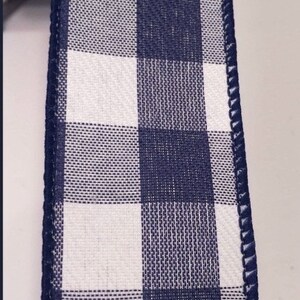 Bellissimo nastro a quadri blu navy e bianco da 1,5 pollici con bordo rinforzato - 5 iarde, ideale per fiocchi, ghirlande, decorazioni e confezioni regalo