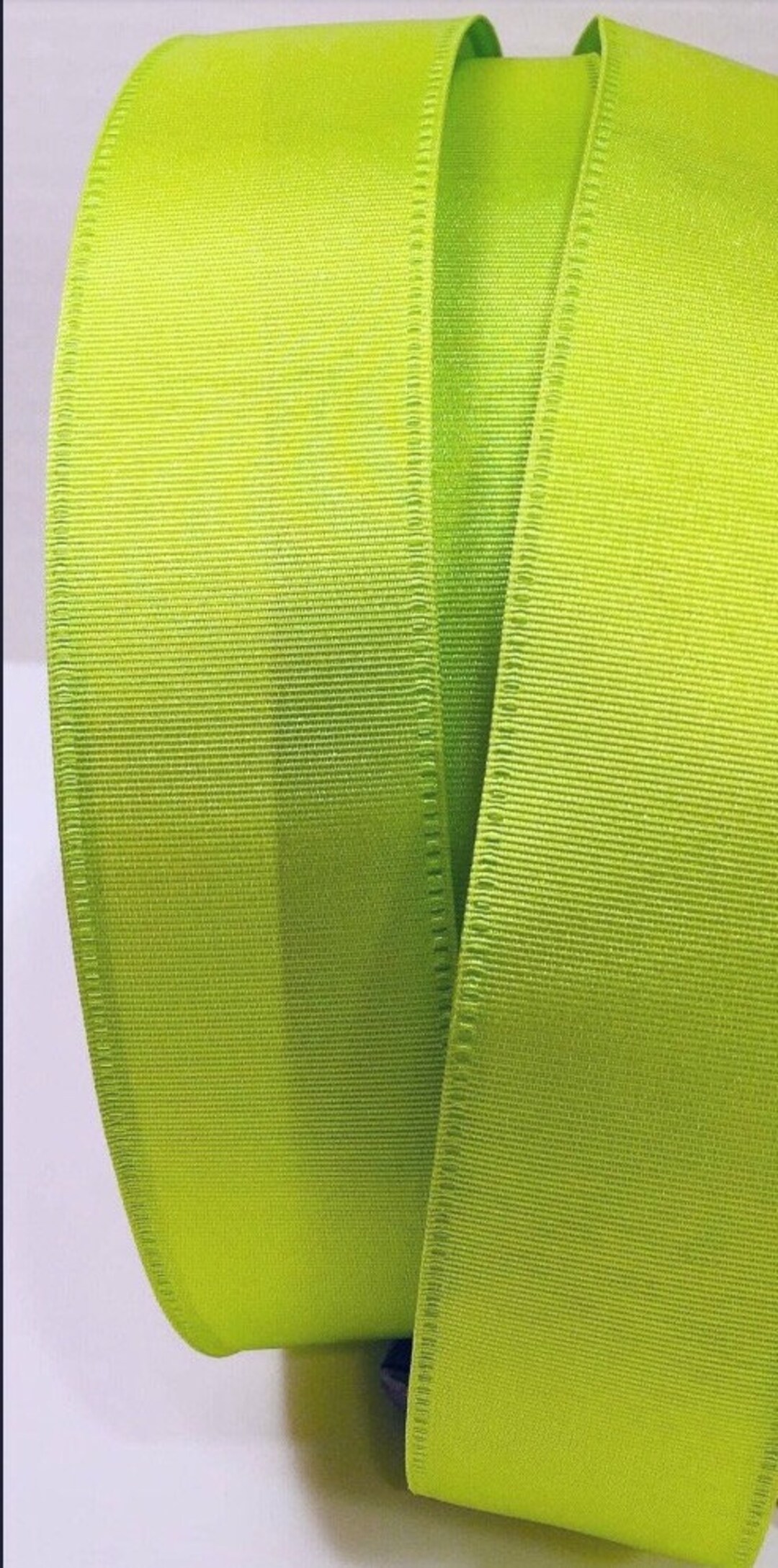Green Ribbed Ribbon 5 YARDS of 1.5 Inch Wired Ribbed Satin Ribbon in Lime Green - for Bows ...