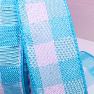 Prachtig 1,5 inch bedraad geruit lint in aqua en wit - 5 werven perfect voor strikken, kransen, decoratie en verpakking! Lente, zomer, strand