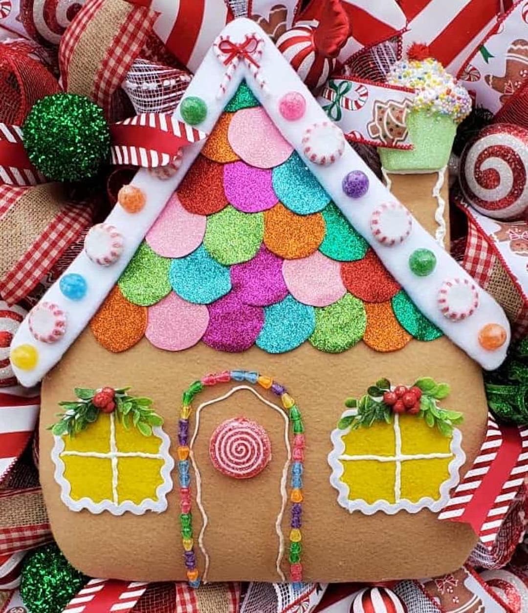 Gingerbread House Christmas Wreath Attachment: Candyland Decor - Etsy