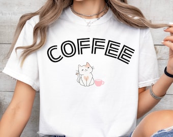 Coffee Cat T-shirt | Cat Shirt | Coffee Shirt | Gift For Coffee Lover | Graphic Tee